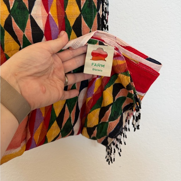 Farm Rio Sarong Patchwork Multicolor Banana White One Size Resortwear Beach - Picture 4 of 5